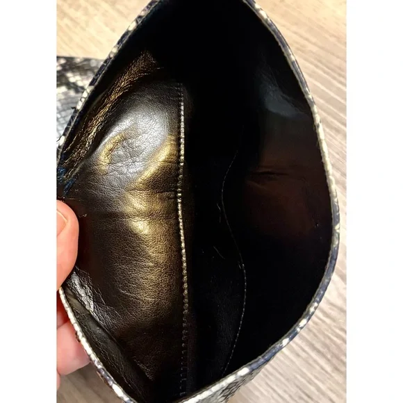 Marc Fisher LTD Black, White and Blue Snakeskin Embossed Leather Heel Boots- 7.5 - Picture 9 of 11